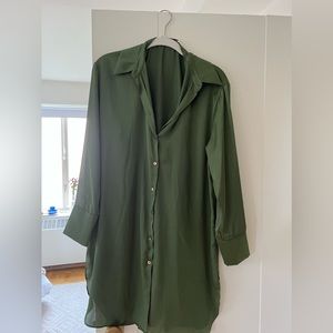 green zara dress